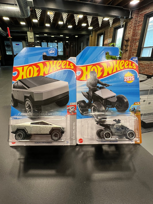HOT WHEELS TESLA CYBERTRUCK AND CYBERQUAD BUNDLE